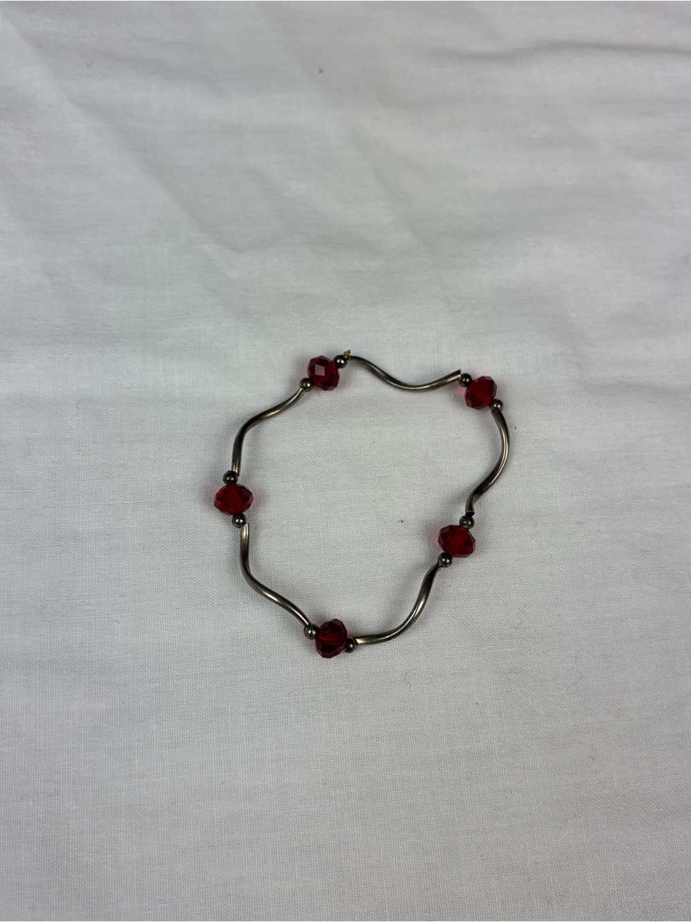 Red & silver Bead Stretch Bracelet